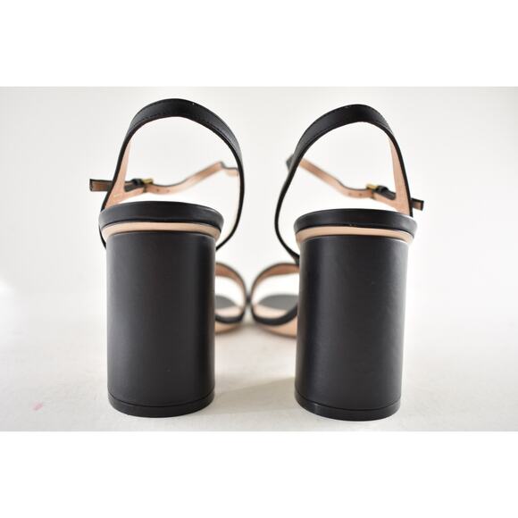 Gucci Marmont Black Leather Gold GG Logo Block Heel Ankle Strap Pump Sandal 40 - Picture 12 of 13